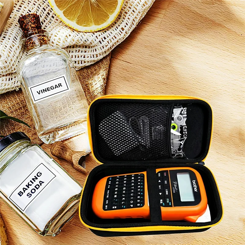 Hard Shell Carrying Case for Brother P-Touch PTH110  /  PTH111 Pro  /  PTE110 EShockproof Storage Bag - Black+Yellow