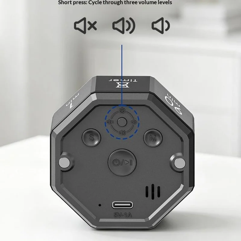 X-JSQ828A-01 Gravity Sensing Flip Timer 8 Preset Modes Magnetic Rechargeable Visual Timer for Study Work Fitness - Red Progress Bar  /  Black