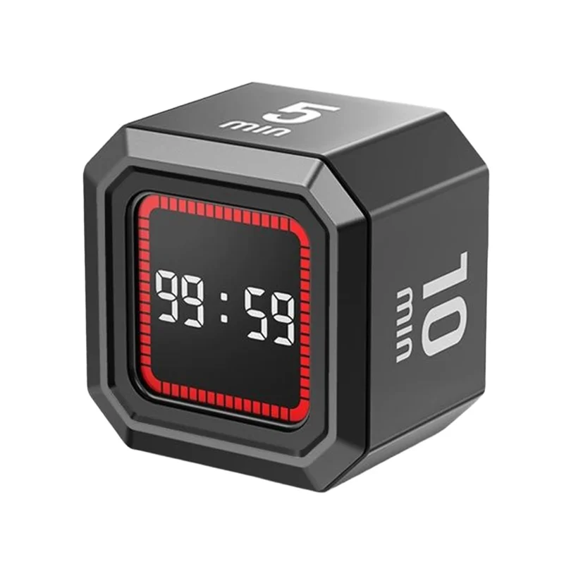 X-JSQ824-1 Gravity-Sensor Flip Timer Visual Progress Bar Magnetic Backing Digital Timer for Study Cooking Fitness - Red Progress Bar  /  Black