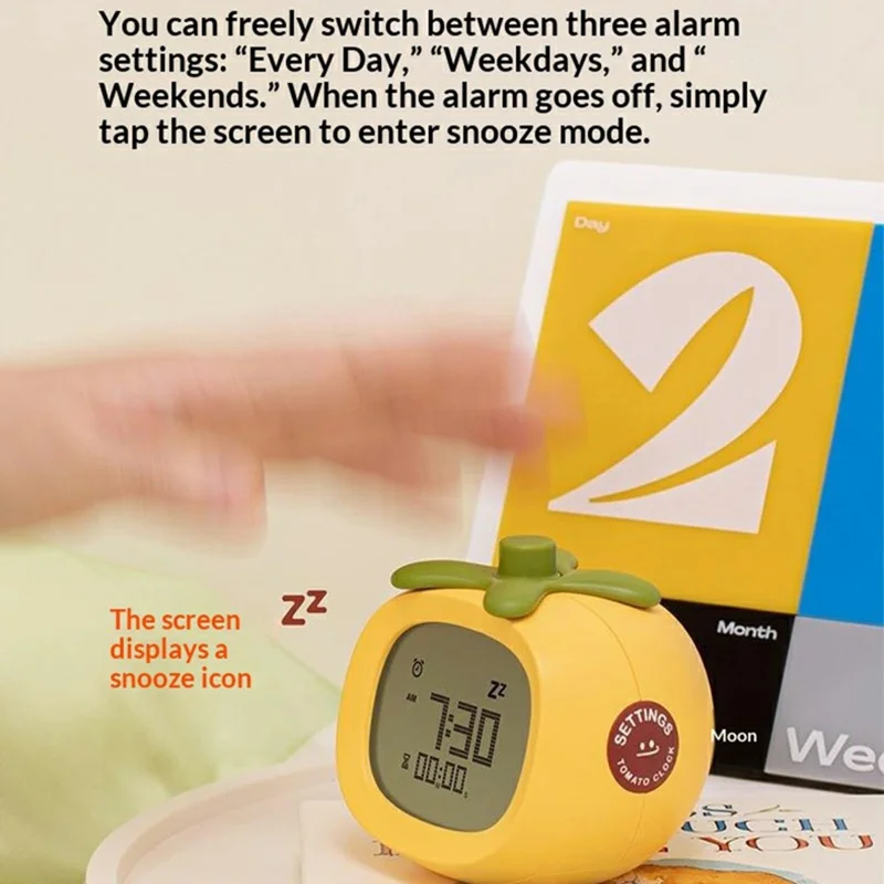 60-Minute Visual Tomato Shape Alarm Clock Digital Display Timer for Study Work Rest - Red