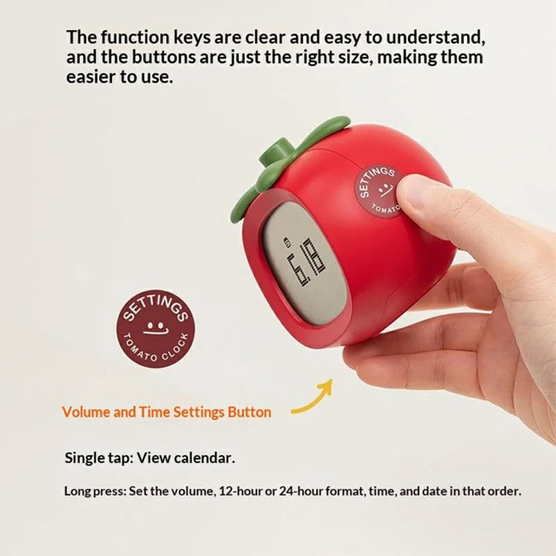 60-Minute Visual Tomato Shape Alarm Clock Digital Display Timer for Study Work Rest - Red