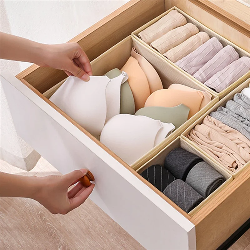 6Pcs / Set Nonwoven Fabric Storage Boxes Foldable Washable Organizer for Drawers Wardrobes - Black