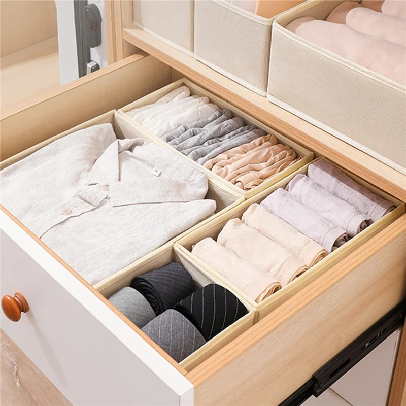 6Pcs / Set Nonwoven Fabric Storage Boxes Foldable Washable Organizer for Drawers Wardrobes - Black