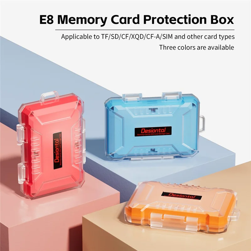 DESIONTAL Memory Card Protection Box ABS + TPE Vandtæt opbevaringskasse med dobbelt lag - Orange