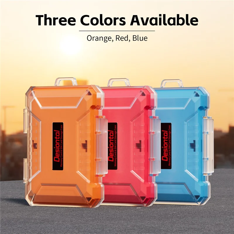 DESIONTAL Memory Card Protection Box ABS + TPE Vandtæt opbevaringskasse med dobbelt lag - Orange