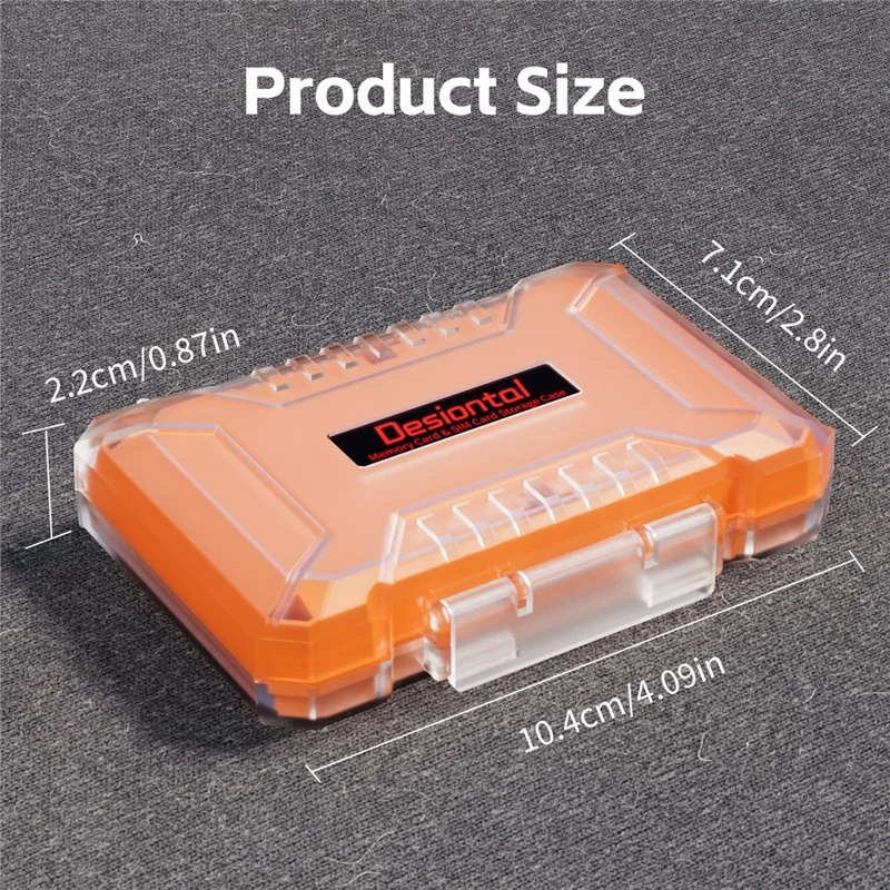 DESIONTAL Memory Card Protection Box ABS + TPE Vandtæt opbevaringskasse med dobbelt lag - Orange
