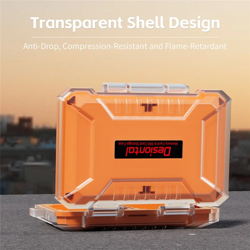 DESIONTAL Memory Card Protection Box ABS + TPE Vandtæt opbevaringskasse med dobbelt lag - Orange