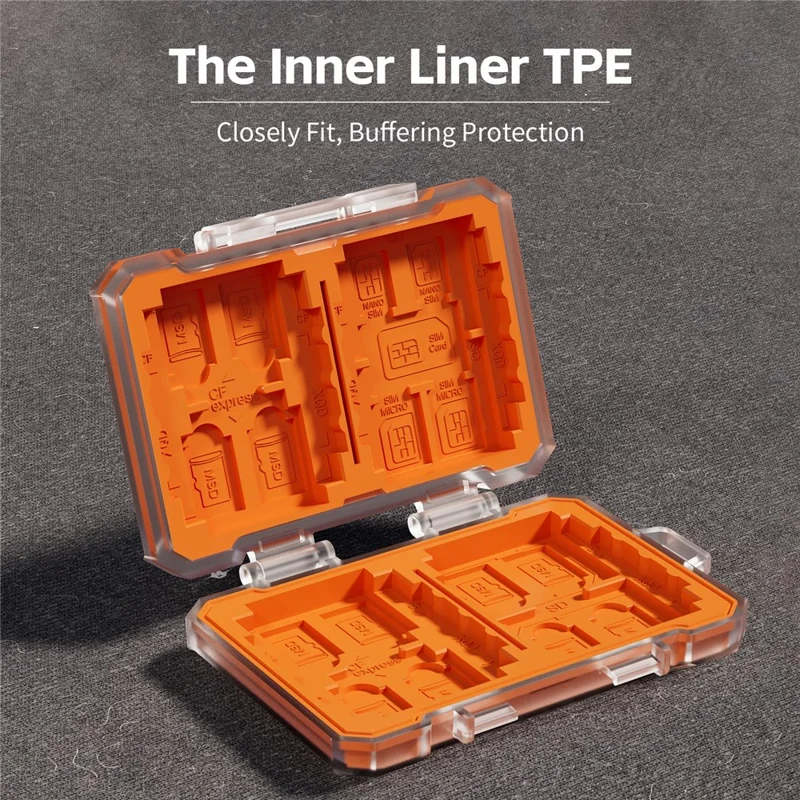 DESIONTAL Memory Card Protection Box ABS + TPE Vandtæt opbevaringskasse med dobbelt lag - Orange
