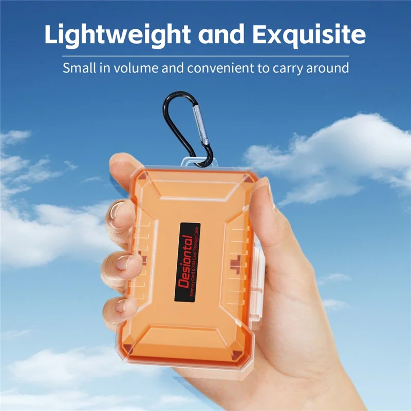 DESIONTAL Memory Card Protection Box ABS + TPE Vandtæt opbevaringskasse med dobbelt lag - Orange