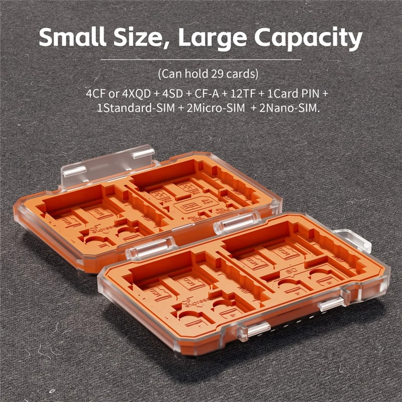 DESIONTAL Memory Card Protection Box ABS + TPE Vandtæt opbevaringskasse med dobbelt lag - Orange