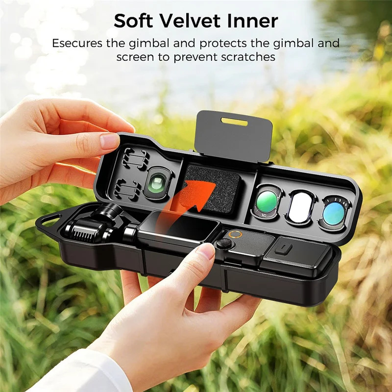 DESIONTAL Storage Case for DJI Osmo Pocket 3  /  4 Shockproof Hard Shell Flip Cover Organizer - Black