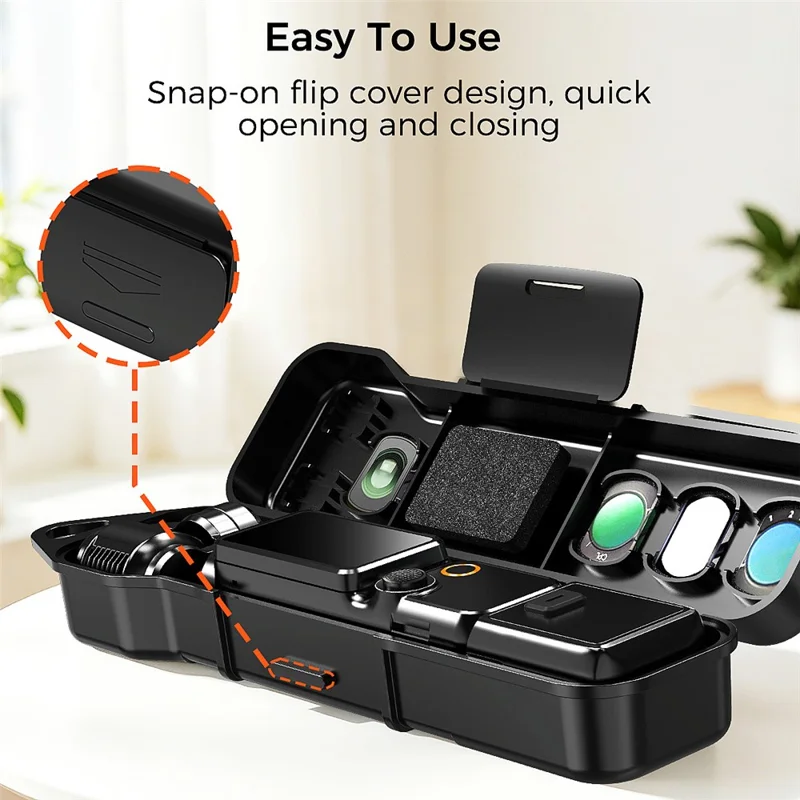 DESIONTAL Storage Case for DJI Osmo Pocket 3  /  4 Shockproof Hard Shell Flip Cover Organizer - Black