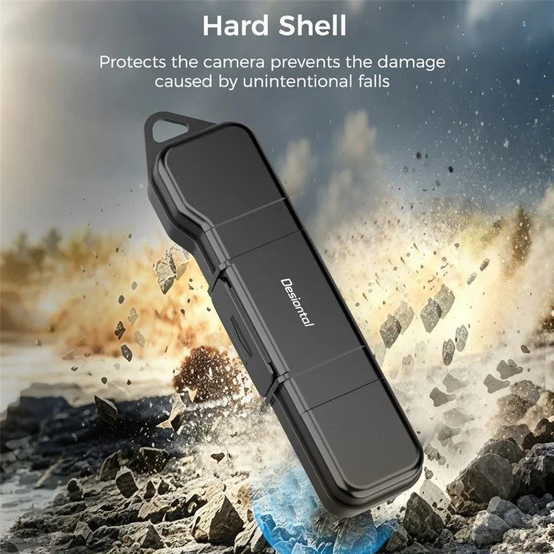 DESIONTAL Storage Case for DJI Osmo Pocket 3  /  4 Shockproof Hard Shell Flip Cover Organizer - Black