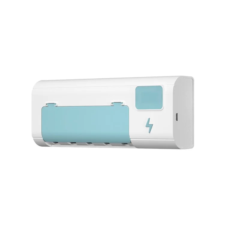 Soporte y esterilizador de cepillo de dientes con luz UV, montaje en pared - Azul