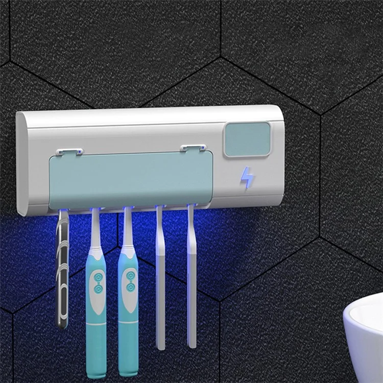 UVC Light Toothbrush Holder Cleaner Wall Mount Sterilizer Box Ultraviolet Toothbrush Rack - Green