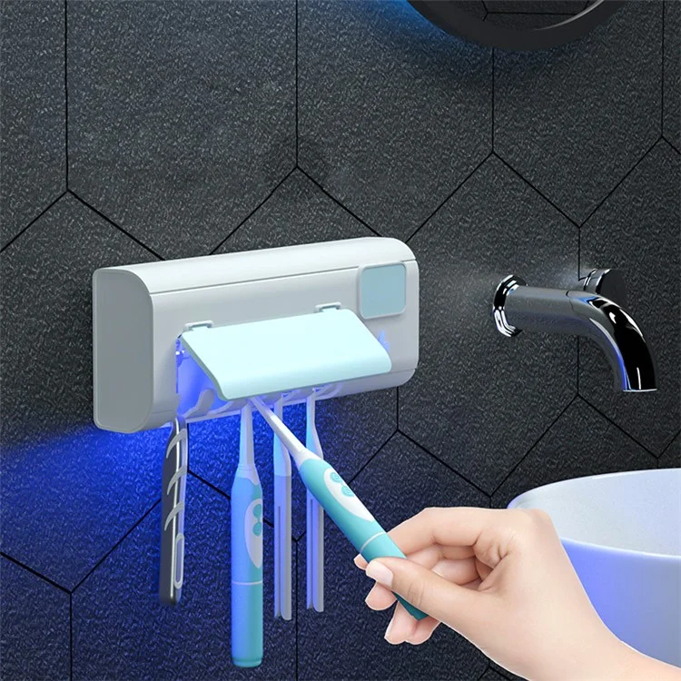 UVC Light Toothbrush Holder Cleaner Wall Mount Sterilizer Box Ultraviolet Toothbrush Rack - Green