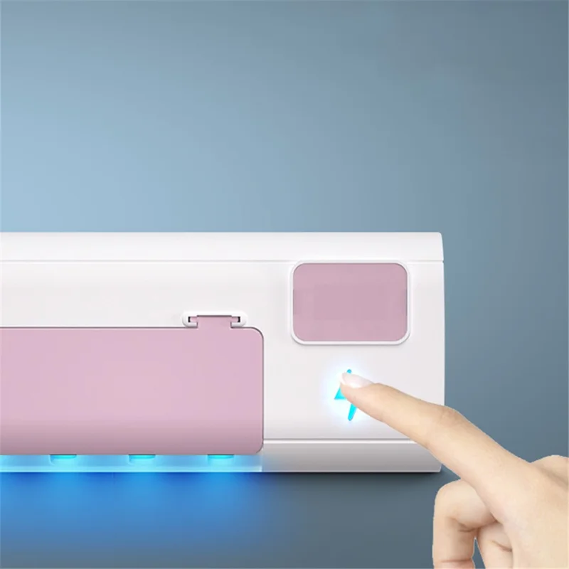 UVC Light Toothbrush Holder Cleaner Wall Mount Sterilizer Box Ultraviolet Toothbrush Rack - Pink