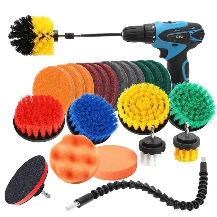 Cepillos De Limpieza De Taladro Eléctrico 24pcs Set Para Bañera Lechada Baño De Baño Tile Power Scrubber Kit De Limpieza