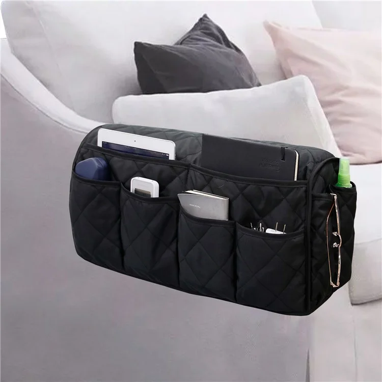 MTP-903 Waterproof Bedside Storage Bag 14 Pockets Practical Sofa Side Storage Bag Convenient Bed Sofa Desk Hanging Organizer Bag - Black