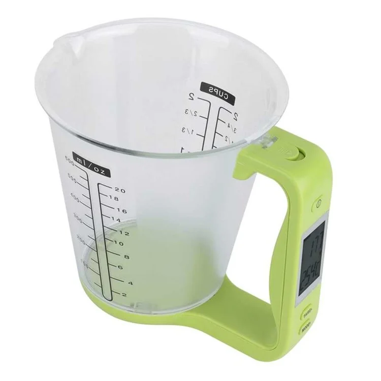 TY-C01 Elektronische 1000g Messbecher mit 0,1g Genauigkeit, abnehmbarer Küchenmessbecher mit Skala (BPA-frei, ohne FDA-Zertifikat) - Hellgrün