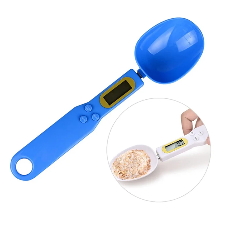 NS-S3 Portable Kitchen Measuring Spoon Food Scale Multi-Function Electronic Digital Spoon Scale with LCD Display (No Battery, Without FDA, BPA-free) - Blue