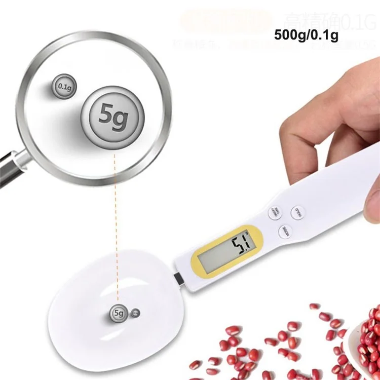 NS-S3 Portable Kitchen Measuring Spoon Food Scale Multi-Function Electronic Digital Spoon Scale with LCD Display (No Battery, Without FDA, BPA-free) - Yellow