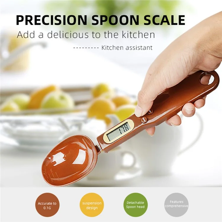 NS-S3 Portable Kitchen Measuring Spoon Food Scale Multi-Function Electronic Digital Spoon Scale with LCD Display (No Battery, Without FDA, BPA-free) - Yellow