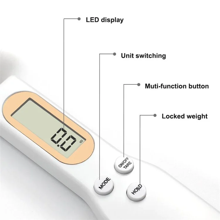 Cuillère de cuisine portable NS-S3 Cuillère à mesurer et balance de cuisine multifonction Électronique Numérique avec écran LCD (Sans batterie, sans FDA, sans BPA) - Jaune