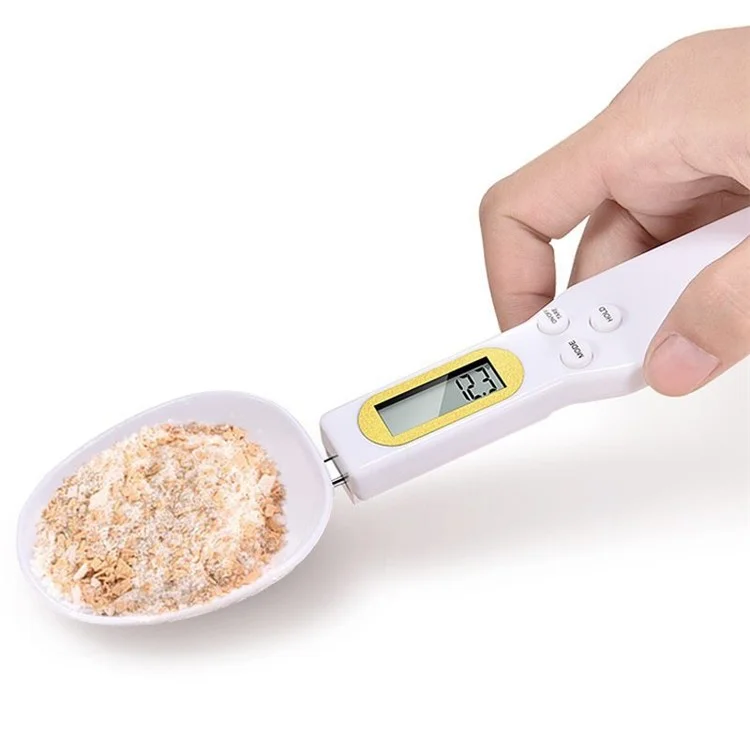 NS-S3 Portable Kitchen Measuring Spoon Food Scale Multi-Function Electronic Digital Spoon Scale with LCD Display (No Battery, Without FDA, BPA-free) - Yellow