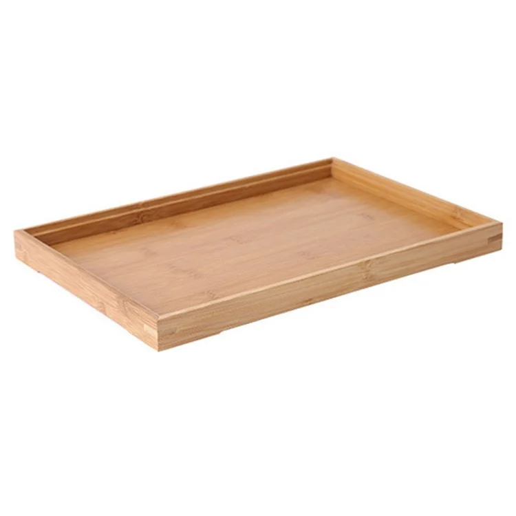 Bandeja de servir de bambú con diseño de borde elevado de 28 * 21 * 2,5 cm, bandejas decorativas para salón/restaurantes