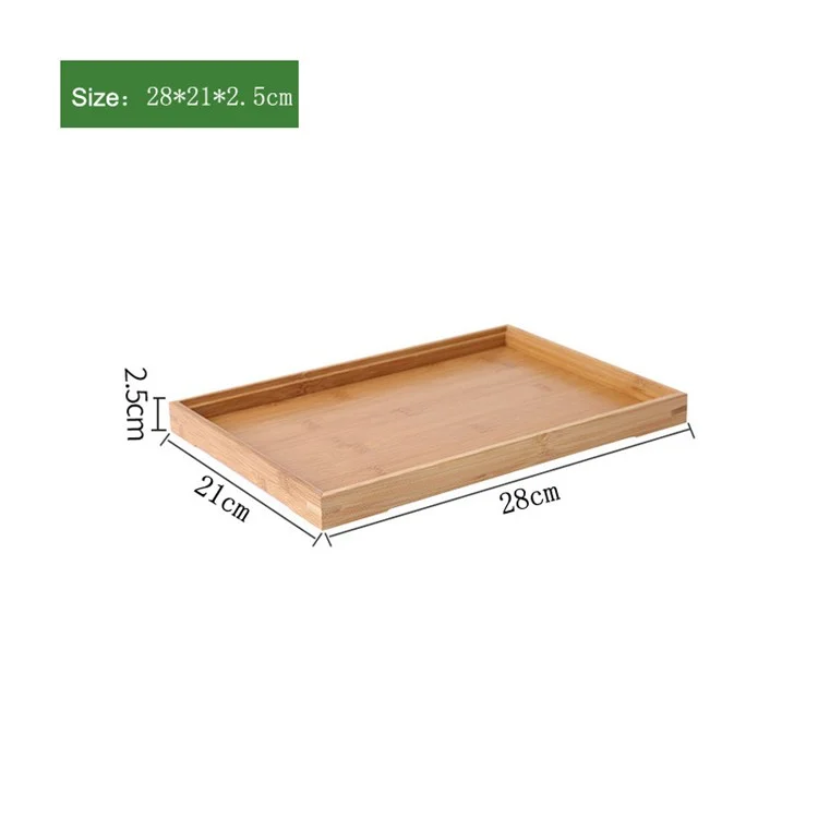 Bandeja de servir de bambú con diseño de borde elevado de 28 * 21 * 2,5 cm, bandejas decorativas para salón/restaurantes
