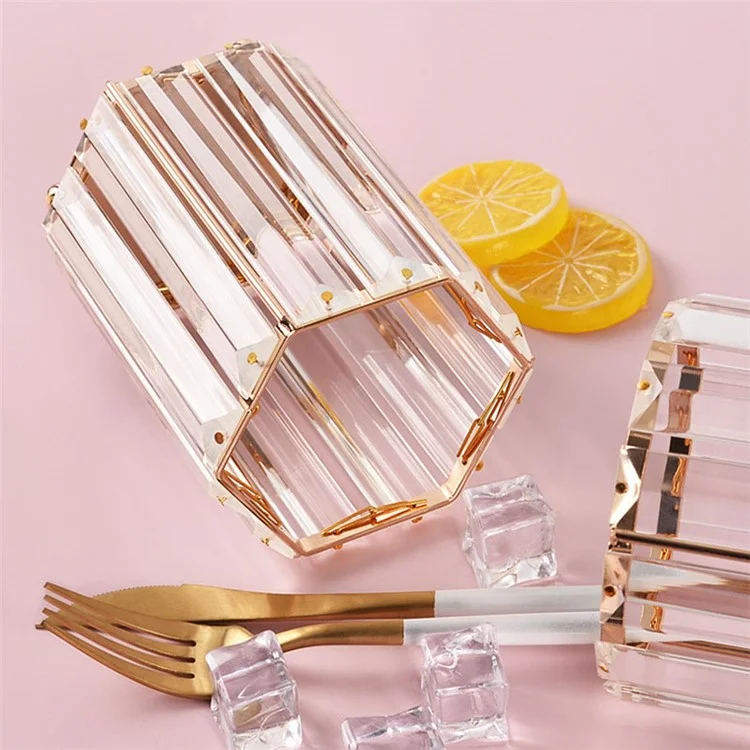 Nordic Glass Pen Cup Holder für Büro-Schreibtisch Makeup-Pinsel Eye Liner Storage Bucket Kommode Vanity Organizer - Hexagon