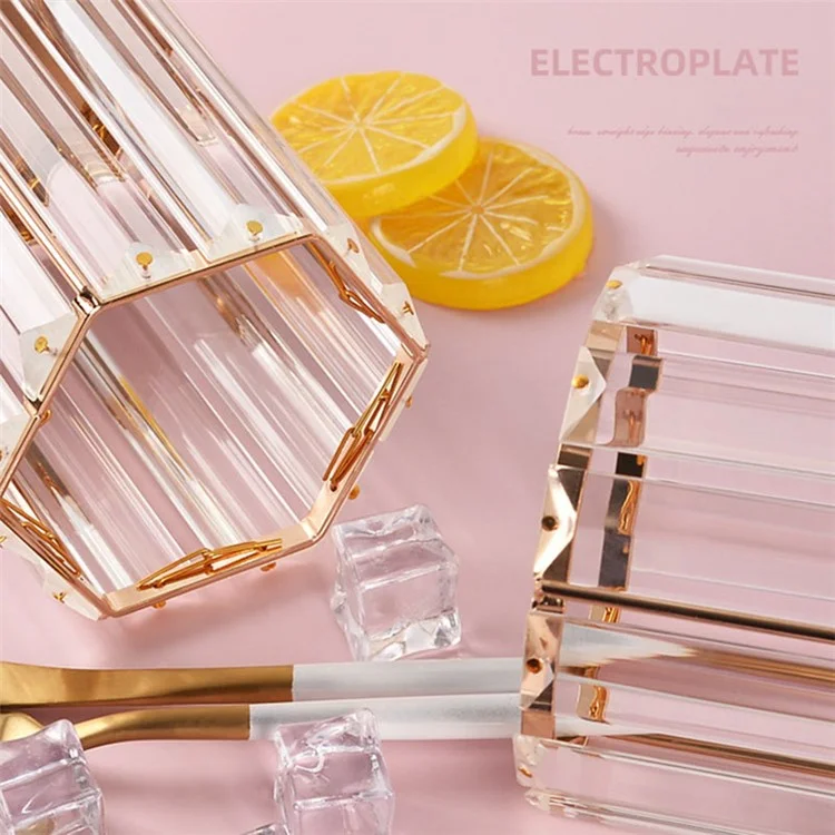 Nordic Glass Pen Cup Holder für Büro-Schreibtisch Makeup-Pinsel Eye Liner Storage Bucket Kommode Vanity Organizer - Hexagon