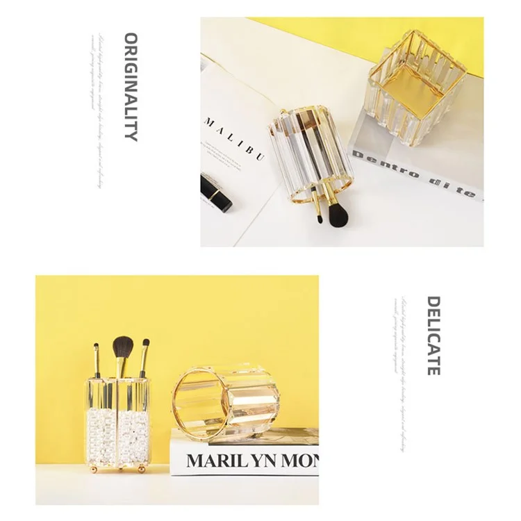 Nordic Glass Pen Cup Holder für Büro-Schreibtisch Makeup-Pinsel Eye Liner Storage Bucket Kommode Vanity Organizer - Hexagon