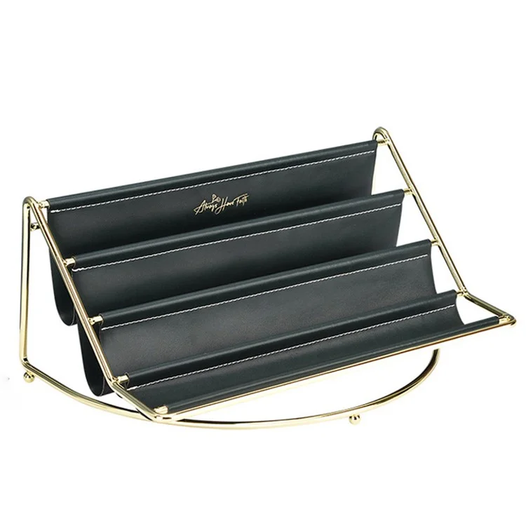 Nordic Multi-layer Desktop Organizer Multi-purpose Golden Iron Storage Tray Cosmetic Sundries Rack, Size L - Blackish Green