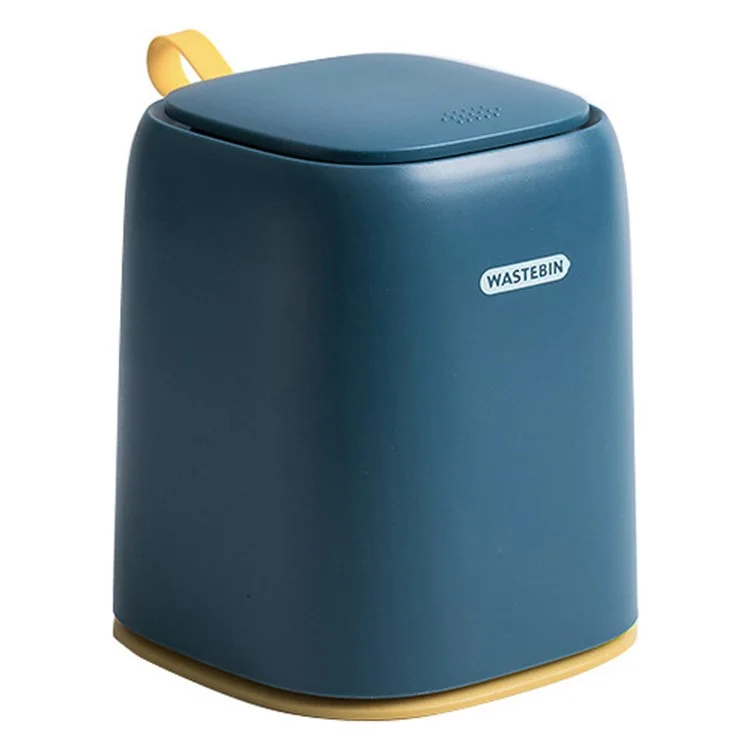Mini Trash Can Table Top Trash Desktop Trash Bin Small Garbage Can with Lid for Bathroom Vanity, Car, Kitchen, Coffee Table - Dark Blue