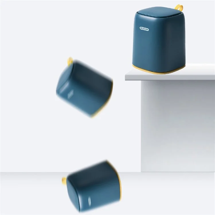 Mini Trash Can Table Top Trash Desktop Trash Bin Small Garbage Can with Lid for Bathroom Vanity, Car, Kitchen, Coffee Table - Dark Blue