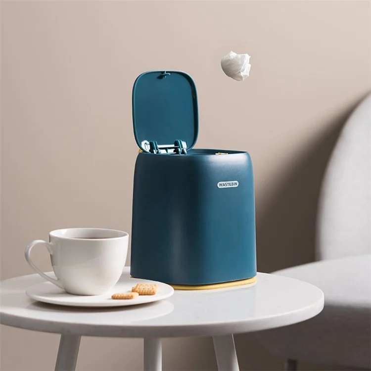 Mini Trash Can Table Top Trash Desktop Trash Bin Small Garbage Can with Lid for Bathroom Vanity, Car, Kitchen, Coffee Table - Dark Blue