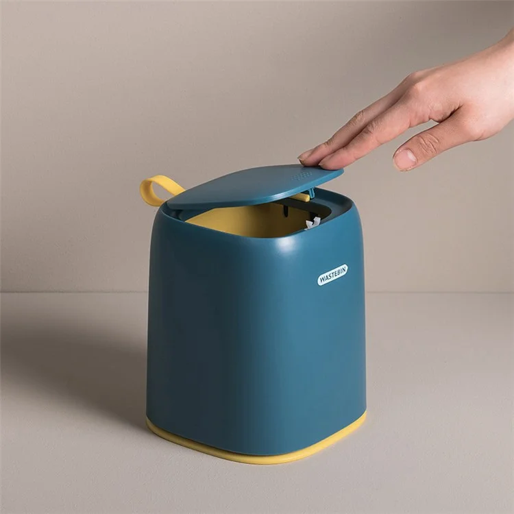 Mini Trash Can Table Top Trash Desktop Trash Bin Small Garbage Can with Lid for Bathroom Vanity, Car, Kitchen, Coffee Table - Dark Blue