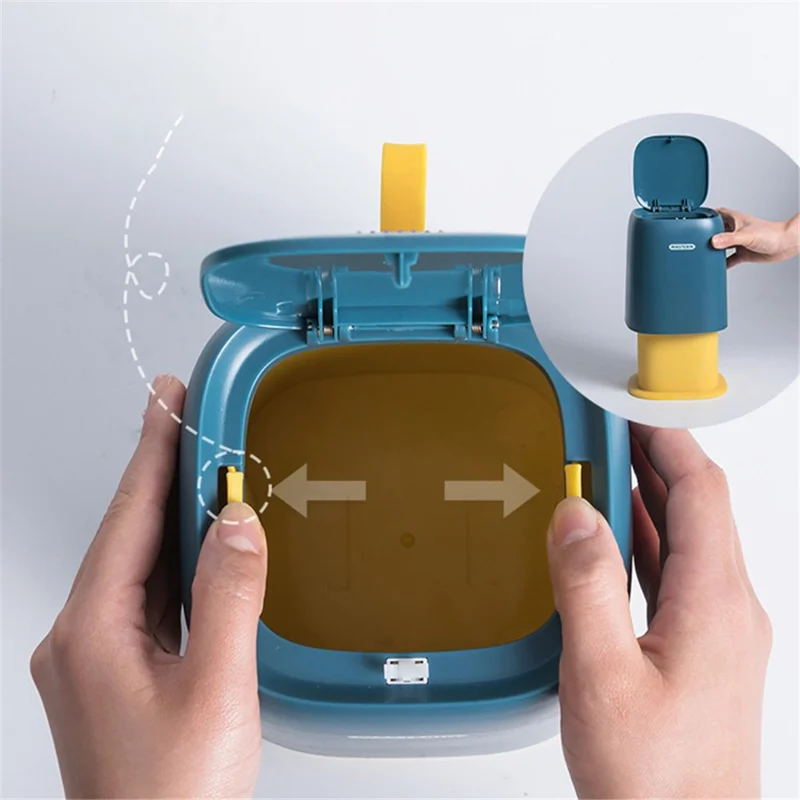 Mini Trash Can Table Top Trash Desktop Trash Bin Small Garbage Can with Lid for Bathroom Vanity, Car, Kitchen, Coffee Table - White