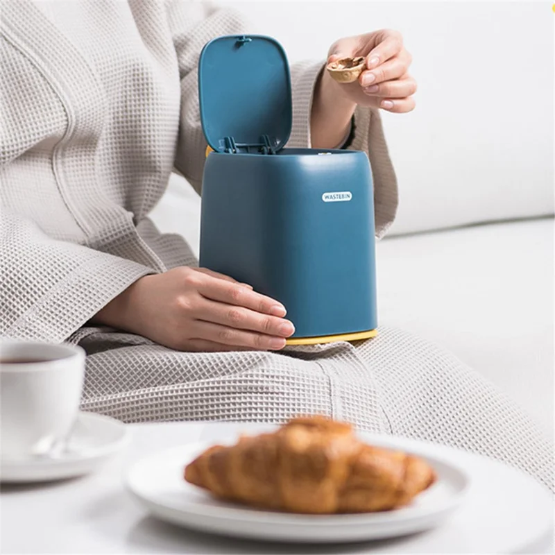 Mini Trash Can Table Top Trash Desktop Trash Bin Small Garbage Can with Lid for Bathroom Vanity, Car, Kitchen, Coffee Table - White