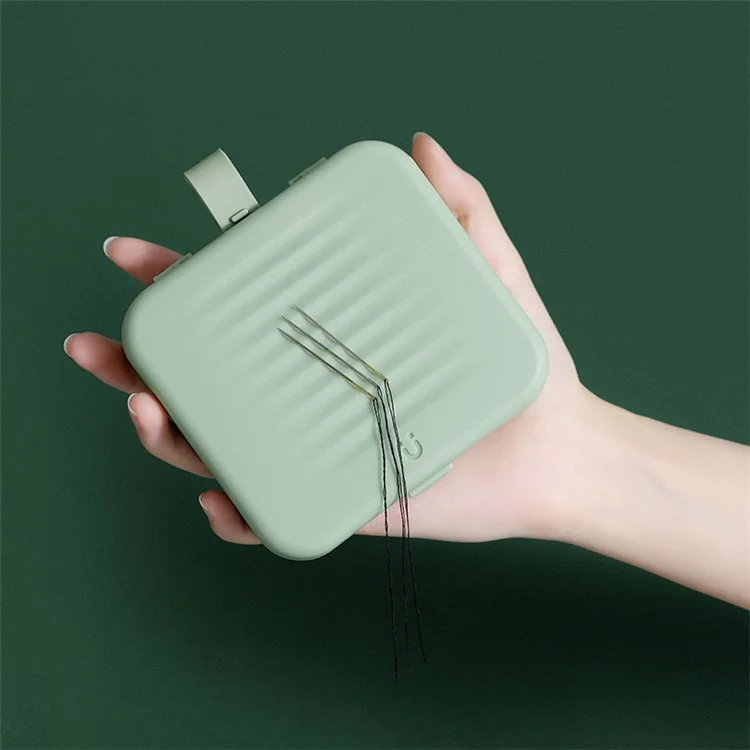 Portable Double Layer Sewing Box Case Magnetic Sewing Kit for Beginners Sewing Organizer with Needles Threads Set - Green