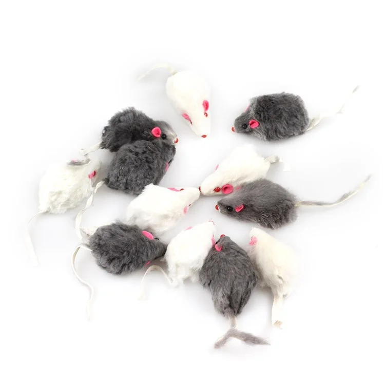 TG-CTOY0022 12Pcs Fur Mouse Imitation Mice Pet Cat Chewing Catch Playing Toy