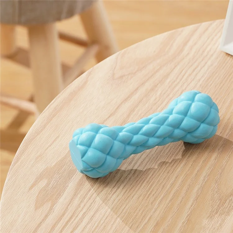 Natural Rubber Dumbbell Shape Pet Bite Playing Toy Squeaky Dog Teeth Cleaning Chewing Toy