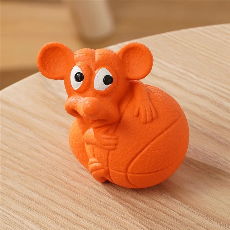 Mouse Basketball Design Pet Chewing Toy Rubber Squeaky Dog Bite Catch Playing Toy