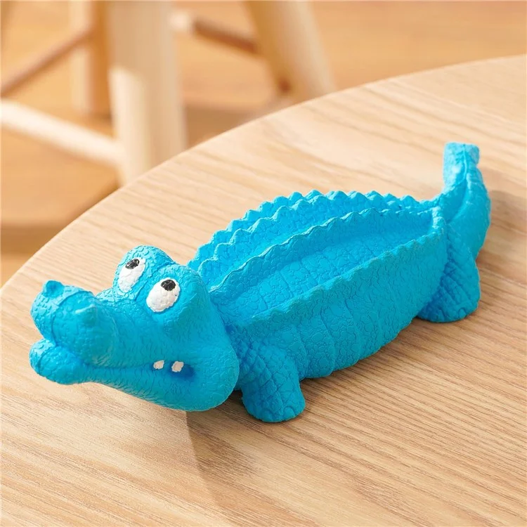 Crocodile Shape Natural Rubber Squeaky Pet Teeth Massage Toy Dog Chewing Bite Playing Sound Toy - Blue