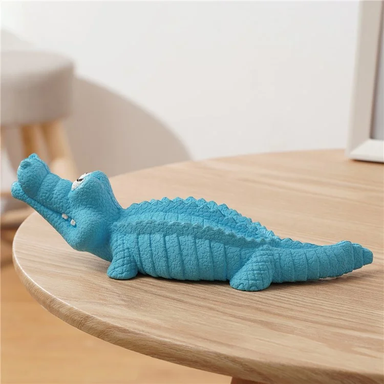 Crocodile Shape Natural Rubber Squeaky Pet Teeth Massage Toy Dog Chewing Bite Playing Sound Toy - Blue