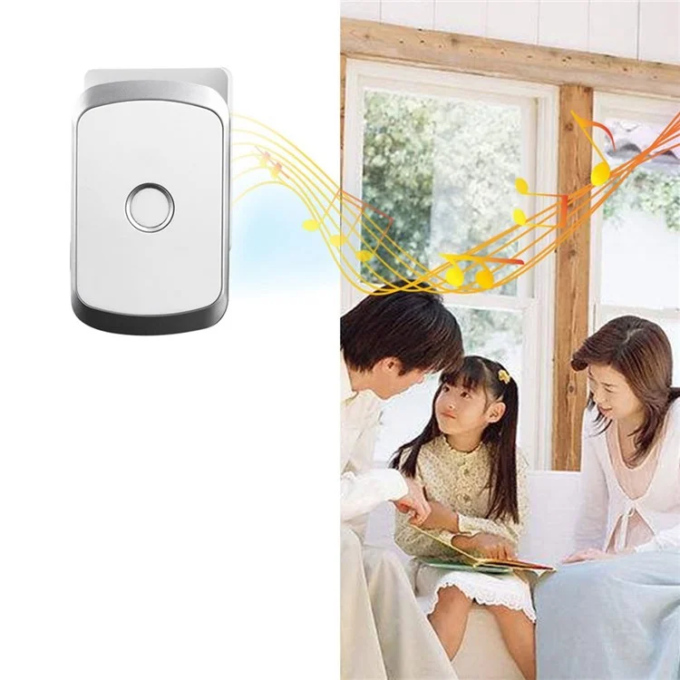 C20 Smart Home Wireless Pager Doorbell Old Man Emergency Alarm 80m Remote Waterproof Wireless Chime Bell EU Plug - Silver