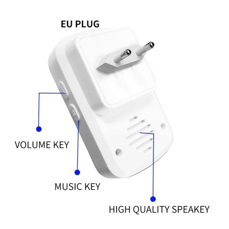 C20 Smart Home Wireless Pager Toulebell Old Man Alarma de Emergencia de 80 m Remoto Wireless Chime Bell eu Enchufe - Plata