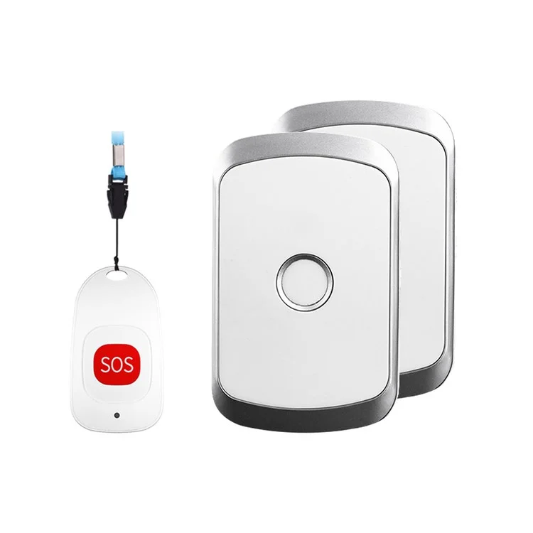 Alarma de Monitoreo para Ancianos C20 Enchufe UE Inalámbrico Paginador de Cuidador Llamada Inteligente Sistema Personal Zumbador de Alarma 1 Botón de Llamada y 2 Receptores - Plata